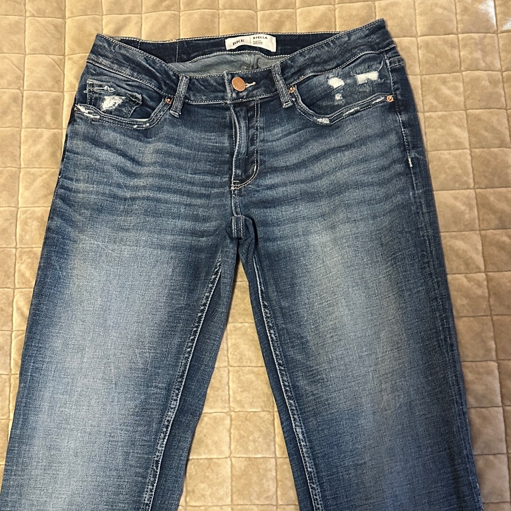 BKE Distressed Blue Bootcut Jeans